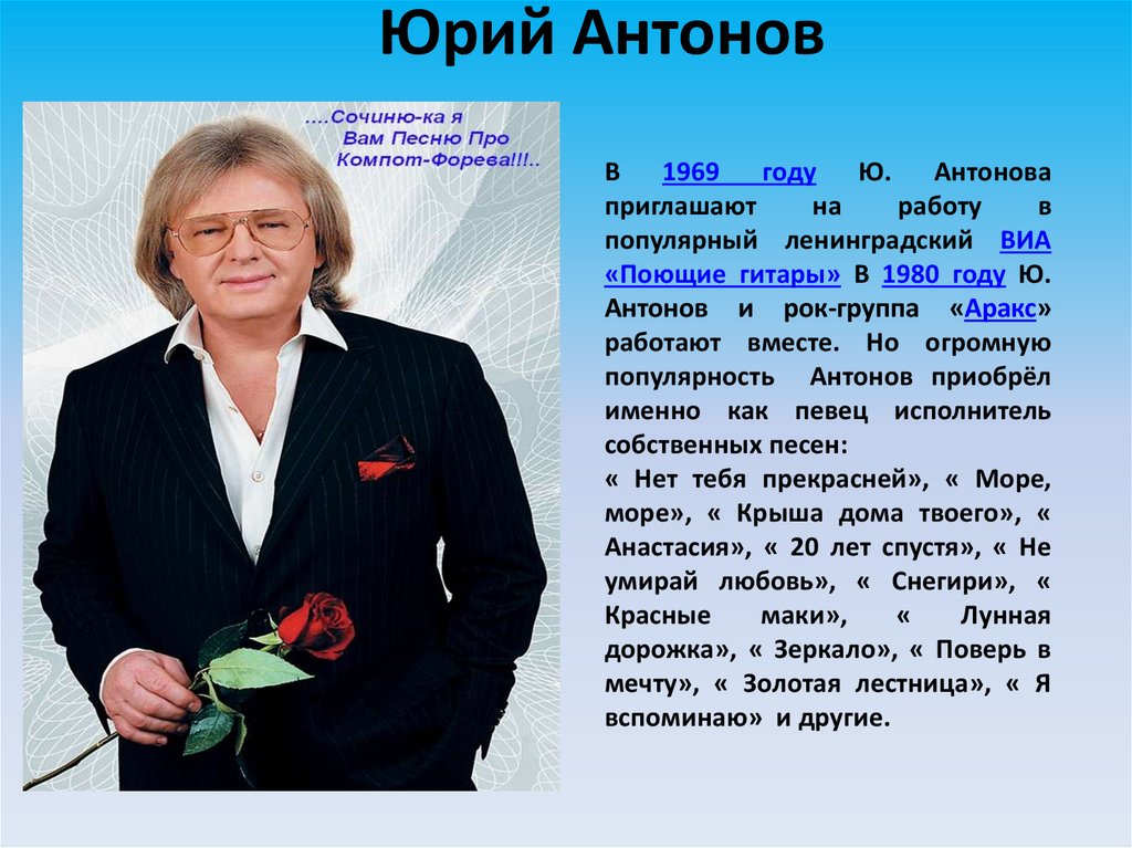 Год рождения юрия антонова. Ю Антонов биография.
